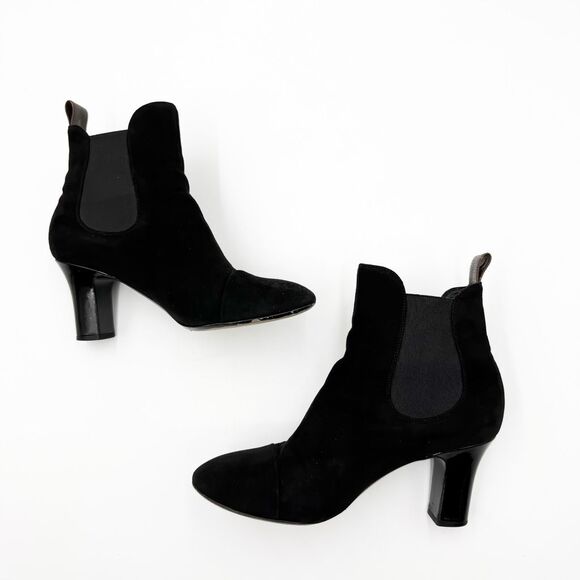 Louis Vuitton LV Monogram Ankle Boots Black Suede Heels EU 37 US 7 - Picture 8 of 14